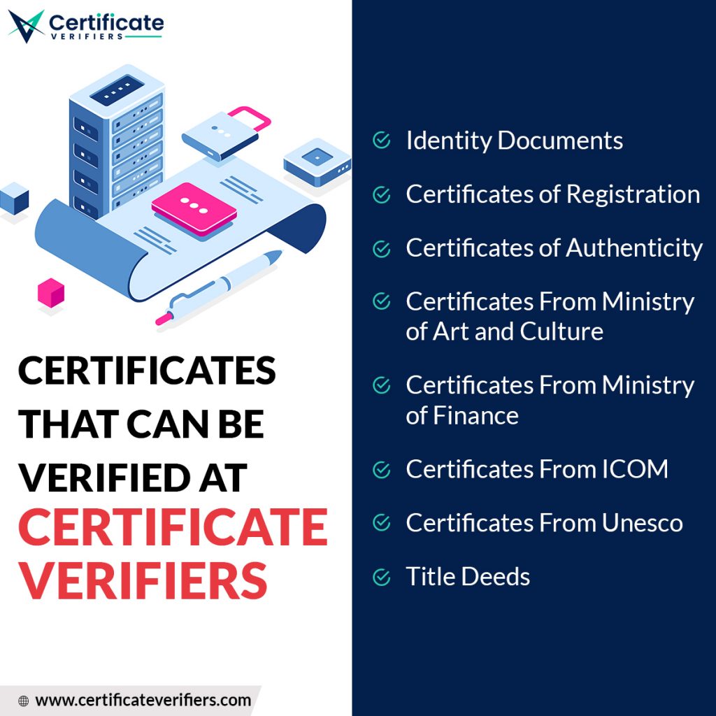 certificates that can be verified at certificate verifiers